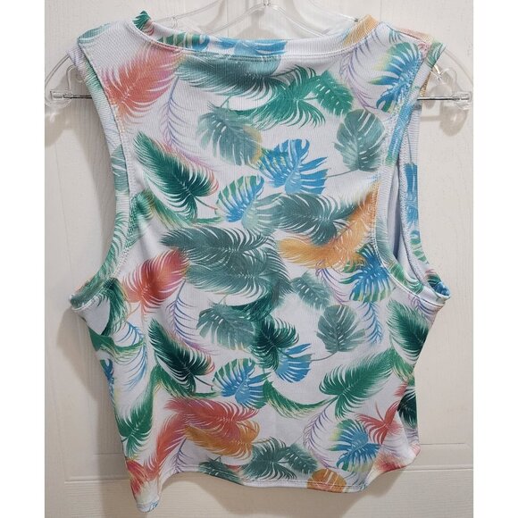 Evolution and Creation EVCR Womens Cropped Tank Top Tropical Palm Tree Print XL - Picture 5 of 6